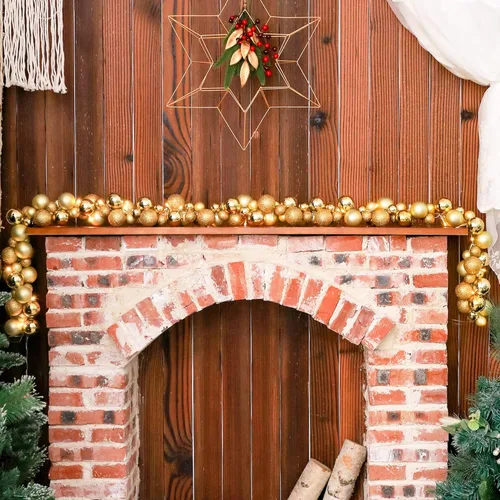 Vista 5 de Amooca Corona de bolas de Navidad con luces LED de 6 pies para ventana y pared, adornos colgantes, decoración de árbol de Navidad, decoración