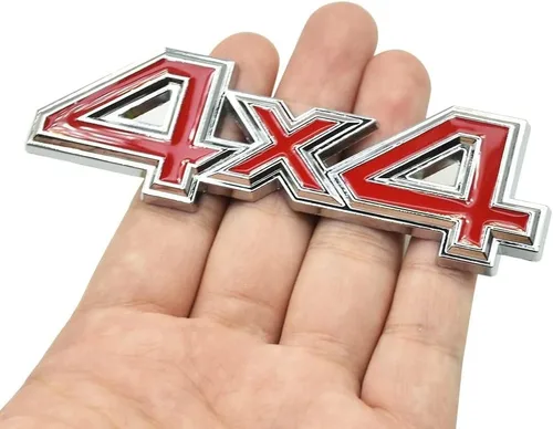 Vista 5 de 2 piezas de emblema 3D de 4 x 4, calcomanías de metal para puerta trasera, guardabarros laterales de coche, emblema para maletero trasero universal