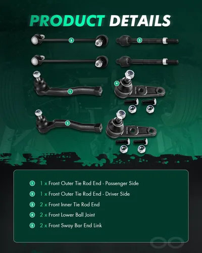 Vista 3 de SCITOO Kit de suspensión delantera de 8 piezas para barra de acoplamiento interior exterior para Chevy Aveo 2006-2009 para Chevy Aveo5 2009-2010