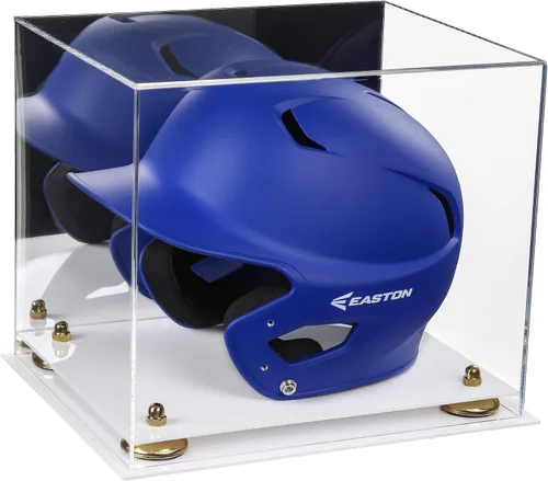 Vista 40 de Better Display Cases Vitrina acrílica para casco de bateo de béisbol con espejo, elevadores rosados, montaje en pared y base de espejo (V22/A012)