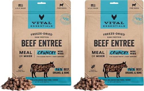 Vista 11 de Vital Essentials - Comida para perros liofilizada cruda, mini trocitos crujientes de ternera Comida completa o mezcla Comida para perros alta