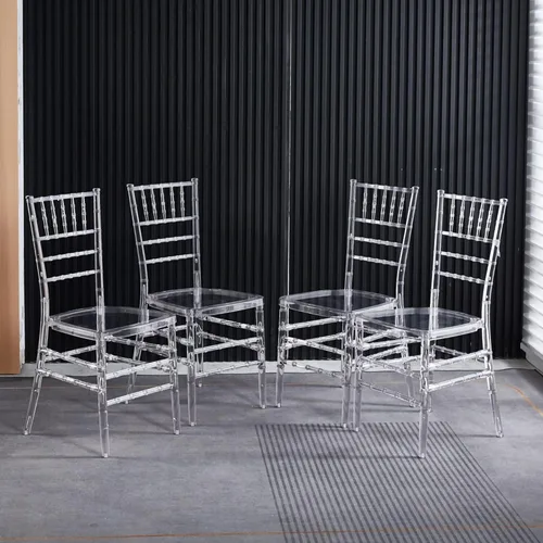 RGZ Juego de 4 sillas de comedor transparentes, sillas apilables de plástico para cocina, comedor, moderna silla fantasma de acrílico, sillas
