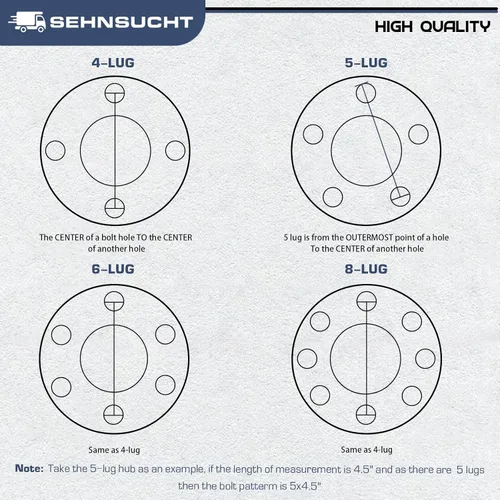 Vista 9 de SEHNSUCHT Kit de Cubo Tensor de Rueda de Remolque, 5 Agujeros, Cubo Tensor de Perno de 4.5" para Ejes de Remolque de 3500lb, Compatible con Eje