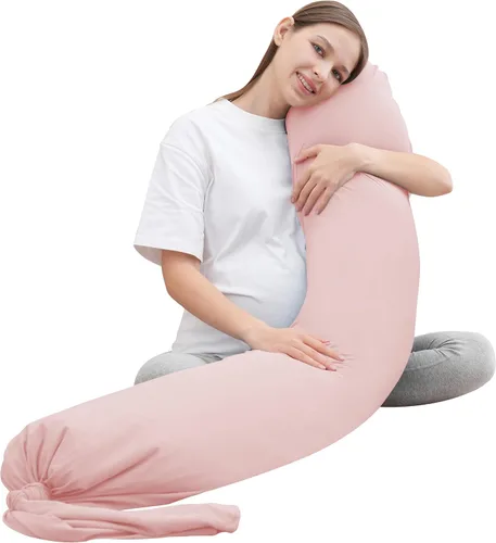 Vista 15 de MOON PARK - Almohada de embarazo con funda de enfriamiento increíblemente suave y lisa en forma de I, almohada de maternidad de cuerpo completo