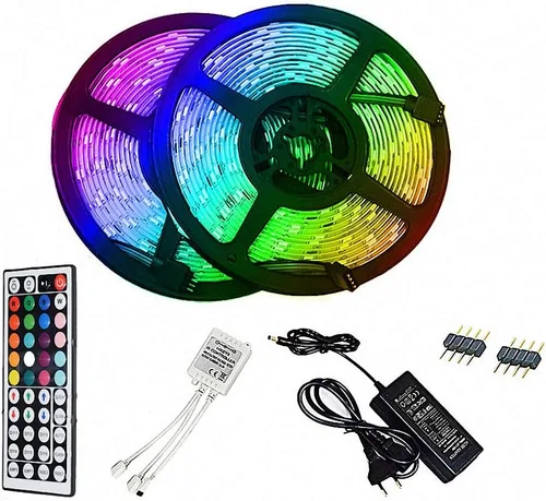 Tira de luces LED inteligentes que cambian de color, 32.8 pies, flexible, 5050 RGB, kit de luces LED con control remoto, fácil instalación para