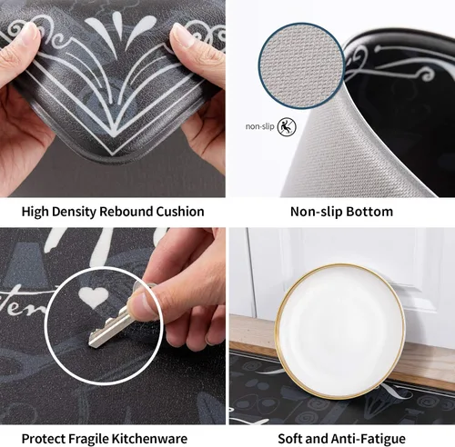 Vista 5 de Asrug Tapetes de cocina para piso, antifatiga, cómodo, tapete de pie para cocina, tapete de cocina, impermeable, resistente a las manchas