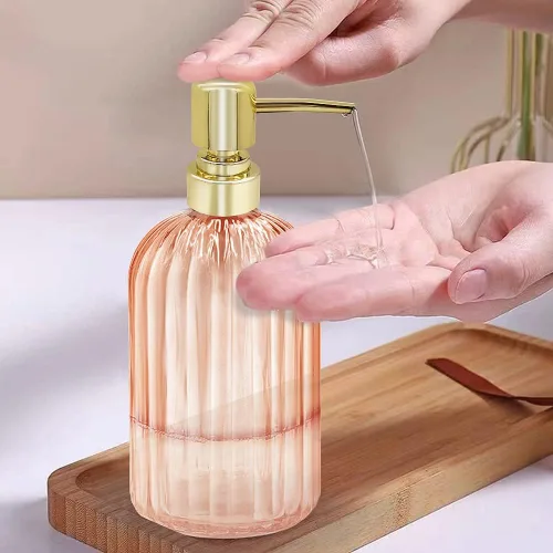 Vista 4 de Ambre - Paquete de 2 dispensadores de jabón de cocina de 14 onzas con bomba, botella transparente para jabón de manos o platos