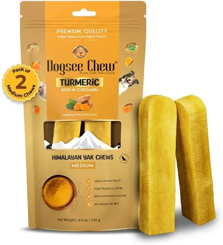 Vista 12 de Dogsee Queso de yak del Himalaya con cúrcuma de 1 libra (pequeño - 13 piezas) Golosinas sin piel cruda para perros pequeños Apoya la salud
