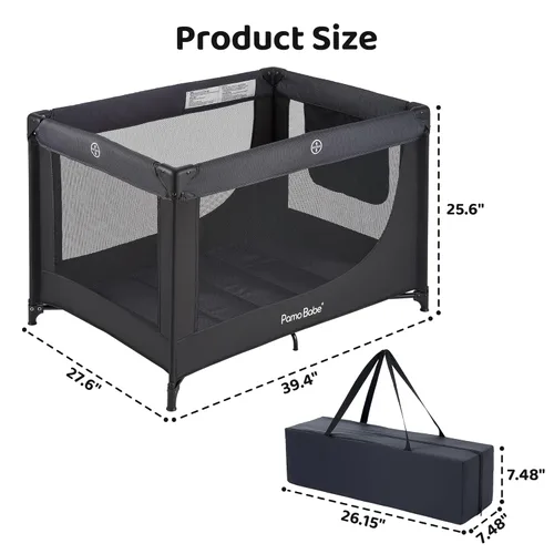 Vista 3 de Pamo Babe Compacto Pack and Play - Cuna portátil para bebé, corral de viaje plegable ligera con almohadilla de colchón y bolsa de transporte, cama