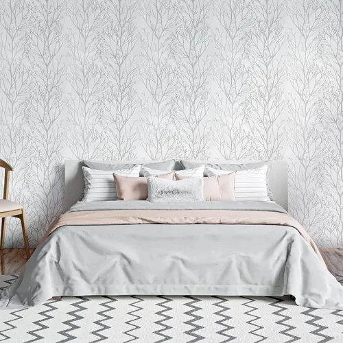 Vista 4 de Okydoky Treetops - Papel tapiz autoadhesivo de madera, blanco, extraíble, impermeable, vinilo, 17.3 x 236 pulgadas, LW5178-6