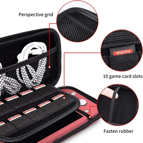Vista 3 de DLseego Carrying Case for Nintendo Switch lite, Newest Design Portable Travel Carrying Case 4 in 1 Accessories Kit with 1 Pcs Glitter case, 2 Pcs