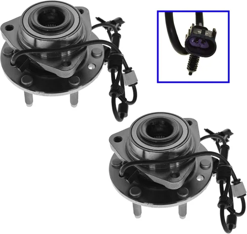 Vista 5 de TRQ Conjunto de rodamiento y cubo de rueda delantera de 2 piezas compatible con Chevrolet Trailblazer 02-09, Trailblazer EXT 02-06, GMC Envoy 02-09