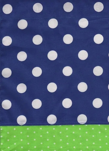 Vista 2 de Royal Blue Lime Green Polka Dot fabric kitchen decor window treatment topper curtain Valance 42" by 13
