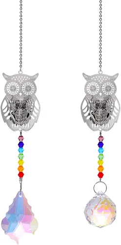 Vista 11 de 2 lámparas de araña de cristal de cristal AB color prisma colgante atrapasoles mariposa arco iris fabricante para ventana, oficina, decoración