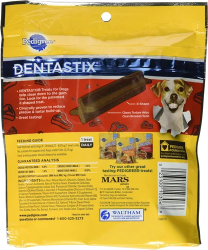 Vista 2 de Pedigree Dentastix - Juguete con sabor a carne de res, golosinas pequeñas para perros, 6 onzas, 24 golosinas