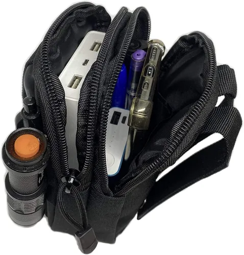 Vista 3 de Bolsa táctica multiusos para la cintura, funda táctica, bolsa militar para cinturón de cintura, cartera con cremallera, compatible con la mayoría