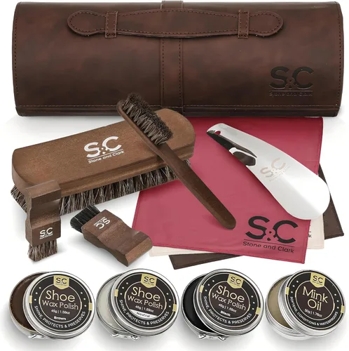 Vista 10 de Stone and Clark Original Shoe Polish & Care Kit - Leather Shoe Shine Kit for Men & Women