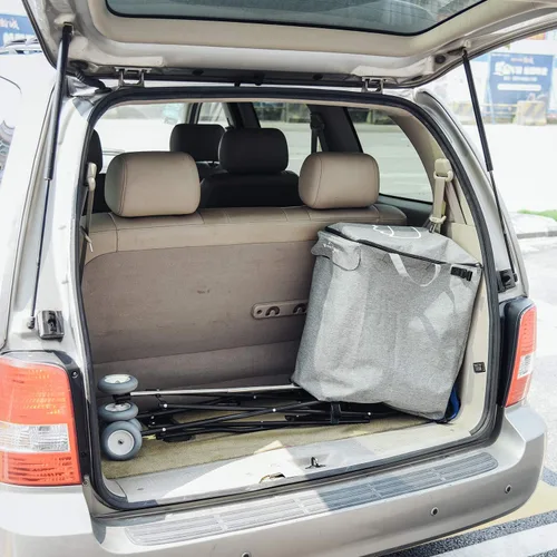 Vista 8 de Carrito de compras utilitario con ruedas – Carro plegable de empuje plegable para comestibles, carrito de lavandería con diseño flexible de moda