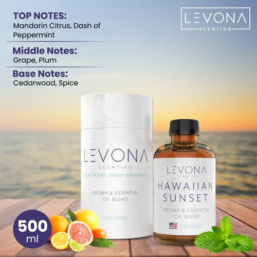 Vista 2 de Levona Scent Aceites esenciales para difusores para el hogar aromas de lujo Aceite de aroma de atardecer hawaiano Aceite de fragancia con cítricos