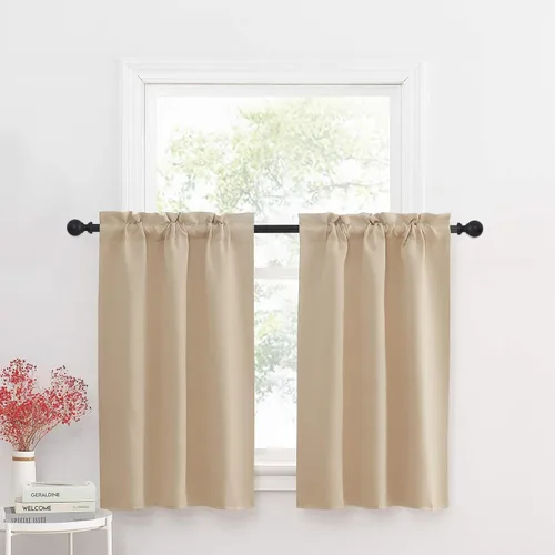 Vista 25 de NICETOWN Cortinas Opacas Cortas - Tratamiento de Ventana con Aislamiento Térmico, Niveles de Cortina Pequeños para Sala de Estar/Cocina, 2 Paneles