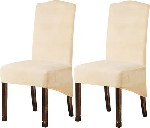 Vista 21 de Fundas de terciopelo para sillas de comedor XL de felpa, fundas elásticas para sillas altas, fundas protectoras de elastano con banda elástica