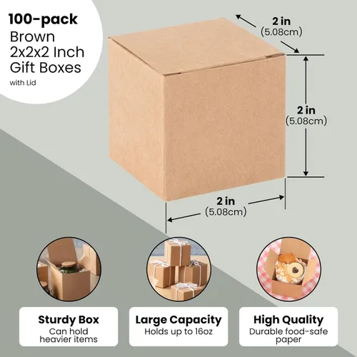 Vista 2 de Juvale Cajas de Regalo Marrones con Tapas, Paquete de 100 Cajas de Papel Kraft Duraderas para Obsequios, Cajas Cuadradas Fáciles de Ensamblar