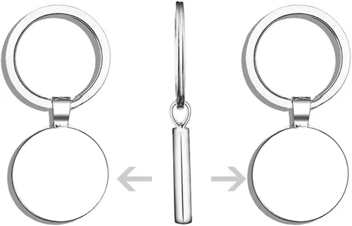 Vista 2 de Llavero de perro American Bully Llavero de acero inoxidable de doble cara, plateado