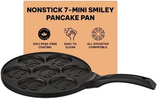 Kitchenfun Blini - Mini panquequera antiadherente – Máquina de crepas de aluminio fundido no tóxico, sin PFAS, sartenes antiadherentes, juego de