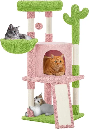 Vista 11 de Yaheetech Árbol de Cactus para Gatos, Torre de Gato de 42 Pulgadas para Gatos de Interior, Condominio para Gatitos de Múltiples Niveles con Poste