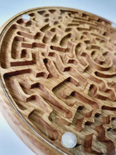 Vista 6 de Wooden Labyrinth Game double-sided Maze with three Steel Marble, Gift for Kids for Adults, Maze Brain Table Activity