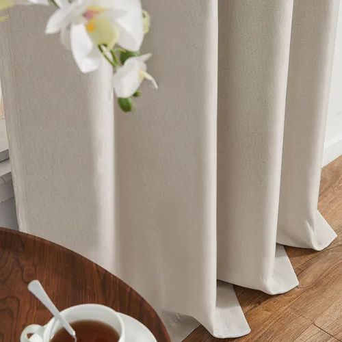 Vista 9 de jinchan - Cortinas opacas de lino texturizado para sala de estar, cortinas de oscurecimiento de 84 pulgadas de largo, 2 paneles, color beige