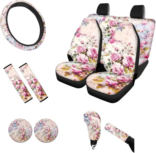 Vista 30 de Ball American Flag - Juego de 11 accesorios para automóvil, ajuste universal para la mayoría de automóviles, juego de fundas de asiento