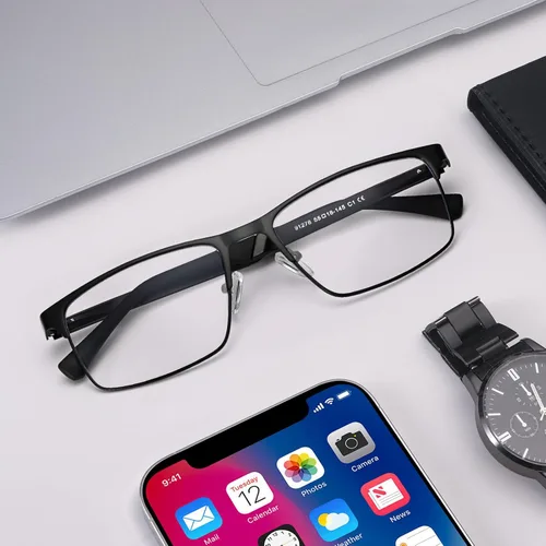 Vista 3 de Dollger Gafas de luz azul para hombre, marco de metal, rectangular, pantalla de computadora, lentes de bloqueo de luz azul
