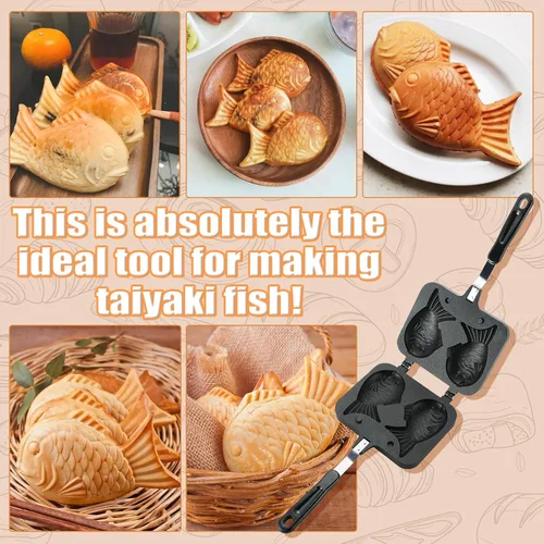 Vista 7 de MAOPINER Taiyaki Fish Shape Cake Pan Waffle Cake Maker Fish Shaped Pancake Double Pan Mold for Home DIY Cooking Party Dessert