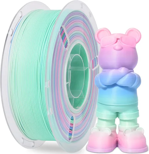 Vista 46 de Silk Rainbow 3D Printer Filament 1.75mm Multi-Color PLA Filament Fast Color Change Candy Color 3D Printing Filament, 1kg Spool Color caramelo