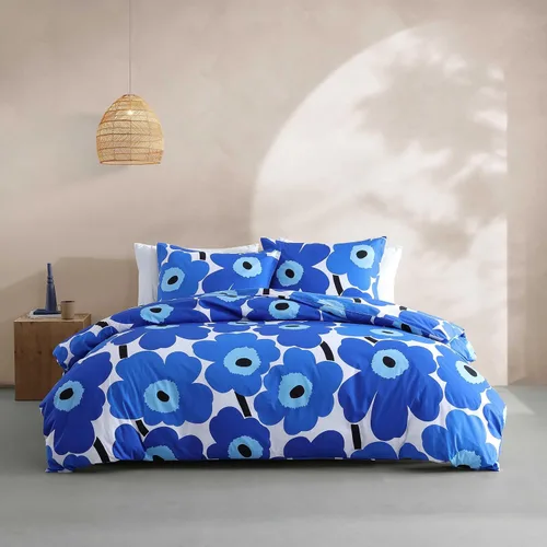 Vista 18 de Marimekko - Juego de funda de edredón tamaño King, ropa de cama de algodón orgánico con fundas a juego, decoración del hogar de lujo, certificado