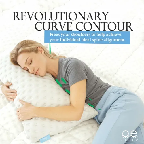 Vista 4 de Almohada de cama para personas que duermen de lado y de espalda, almohada refrescante curvada para aliviar el dolor de cuello y hombros, almohada