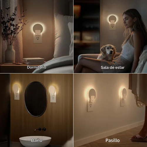 Vista 8 de Lyridz Luz nocturna ámbar enchufable con sensor de atardecer a amanecer, luces nocturnas con sensor de luz LED regulable para baño, pasillo