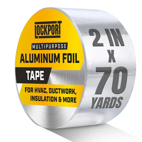 Vista 10 de Lockport Cinta de papel de aluminio de 2 pulgadas x 45 yardas - Cinta de aluminio - Sellado de conductos HVAC, ventilación de secadora, cinta