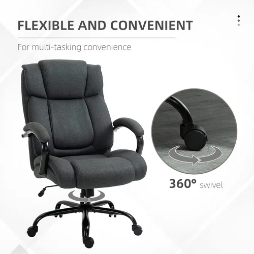 Vista 7 de Vinsetto Silla de oficina ejecutiva grande y alta, 485 libras con asiento ancho, silla de escritorio para computadora con respaldo alto con Gris