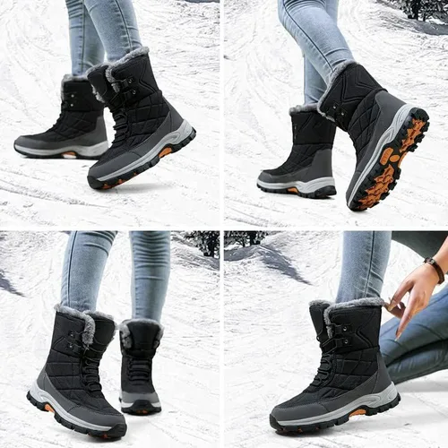 Vista 7 de Botas de nieve para mujer, botas de invierno para mujer, botas de nieve con forro de piel para mujer, botas de invierno antideslizantes para mujer