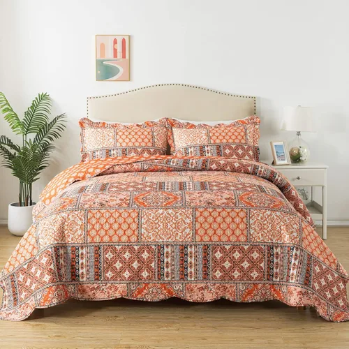 Vista 56 de HoneiLife - Juego de cama de dos piezas, tamaño individual, de microfibra, reversible, de retazos, estilo floral, todas las estaciones