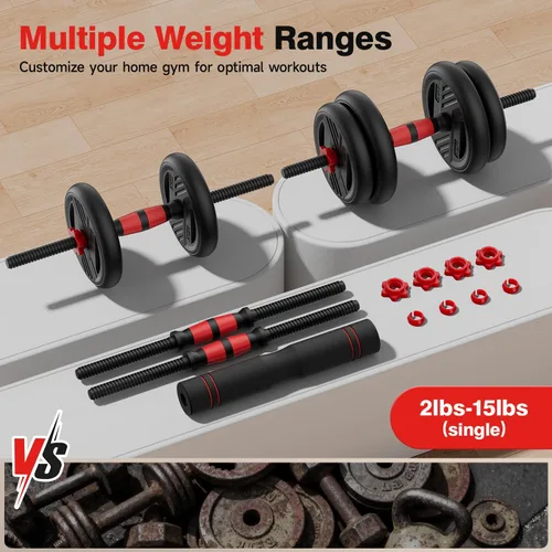 Vista 3 de Adjustable Dumbbell Set, 20/30/45/70/90lbs Free Weight Set With Double Locknut, 5-in-1 Dumbbells Set Includes Barbell, Kettlebells, Push up Stand