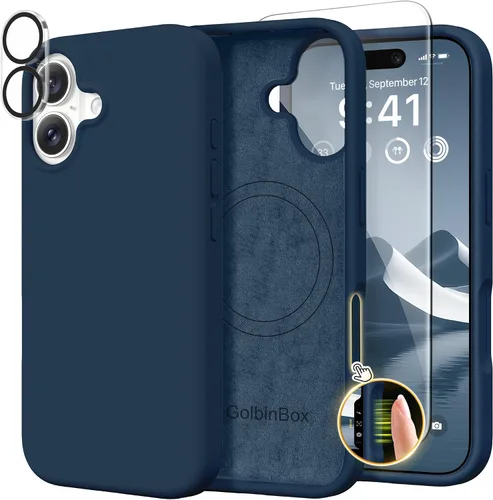 Vista 13 de GolbinBox Funda magnética para iPhone 17, compatible con MagSafe, cubierta de silicona integrada para control de cámara, funda de silicona líquida a