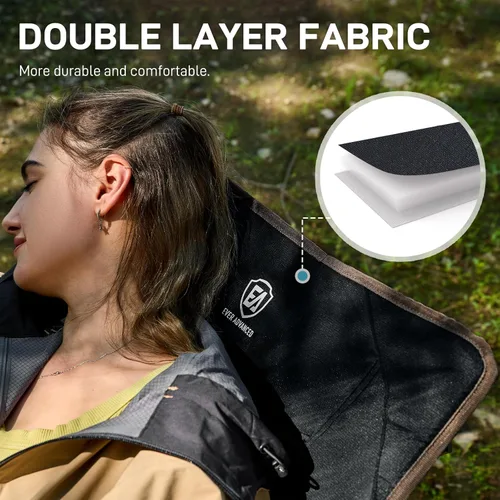 Vista 6 de EVER ADVANCED Sillas de campamento reclinables para adultos, ligeras, silla reclinable plegable con respaldo ajustable, sillas de salón de 4 Negro