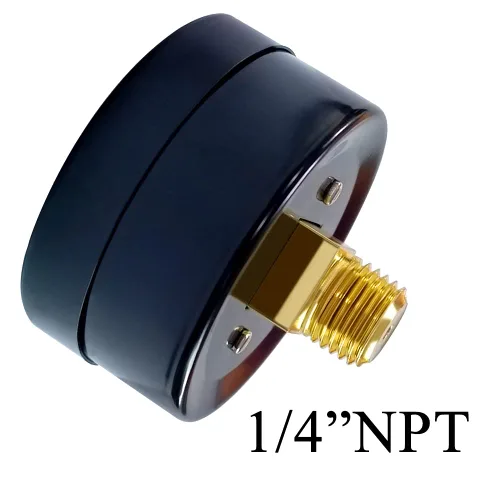 Vista 2 de Beduan Medidor de presión de aire para compresor de aire 2 "Dial central de montaje trasero, 1/4" NPT, 0-100 Psi