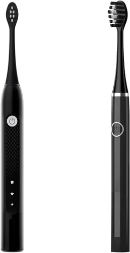 Vista 2 de Cabezales de repuesto compatibles con cepillo de dientes eléctrico Gleem, diseño en forma de W plantado con cerdas de nailon (negro)