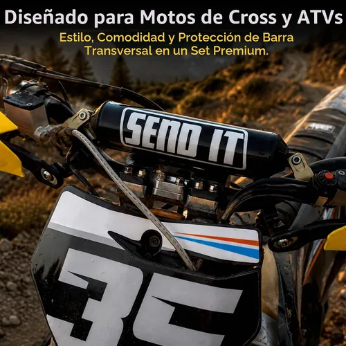 Vista 3 de SEND IT Almohadilla de Manillar con FREE GRIP DONUTS - Ajuste Universal para Motos de Cross y ATVs Barra Transversal (NEGRO, Redondo)
