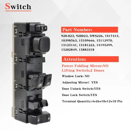 Vista 7 de 15883318 Interruptor de control de ventana del lado del conductor Compatible con 2003-2006 Chevrolet Silverado 1500 2500 3500, 03-06 GMC Yukon