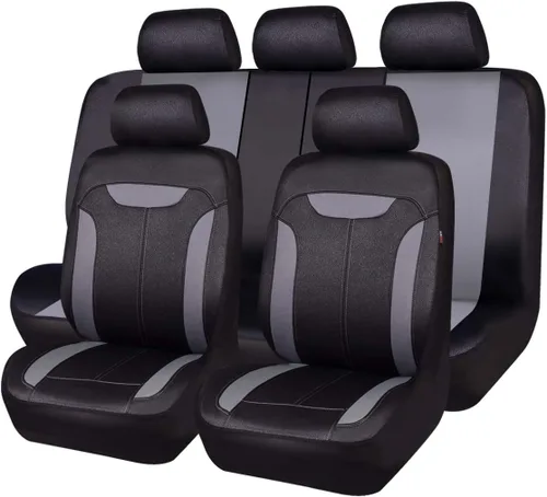 Vista 6 de CAR PASS Juego completo de fundas de asiento de automóvil transpirables de malla de aire 3D en tela, ajuste universal compatible con el 95%
